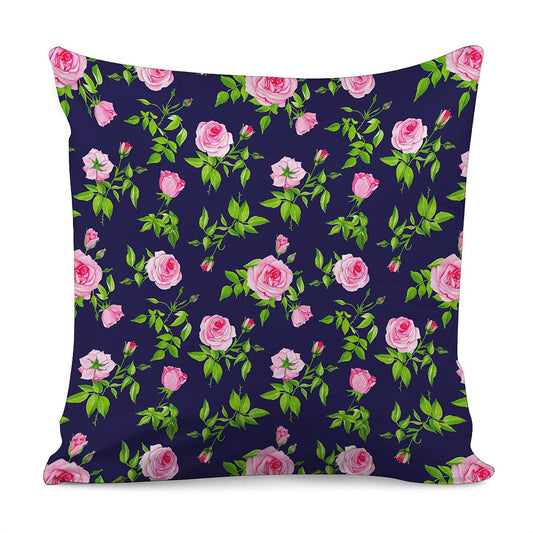 Pink Rose Floral Flower Pattern Print Pillow Cover