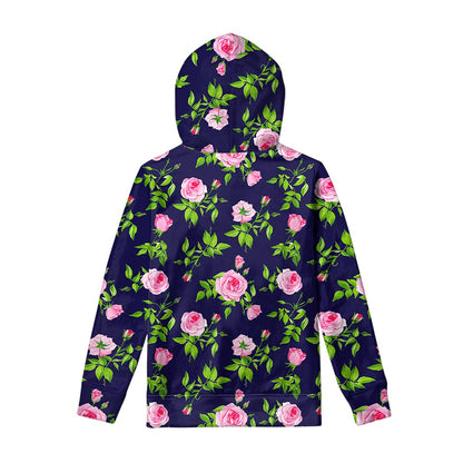 Pink Rose Floral Flower Pattern Print Pullover Hoodie