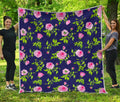 Pink Rose Floral Flower Pattern Print Quilt