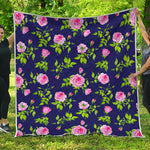 Pink Rose Floral Flower Pattern Print Quilt
