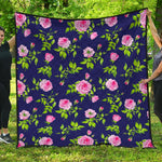 Pink Rose Floral Flower Pattern Print Quilt