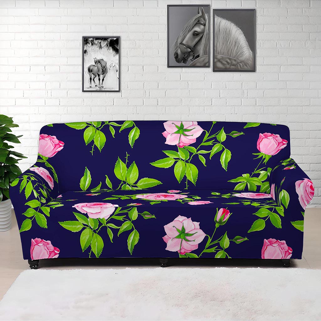 Pink Rose Floral Flower Pattern Print Sofa Cover