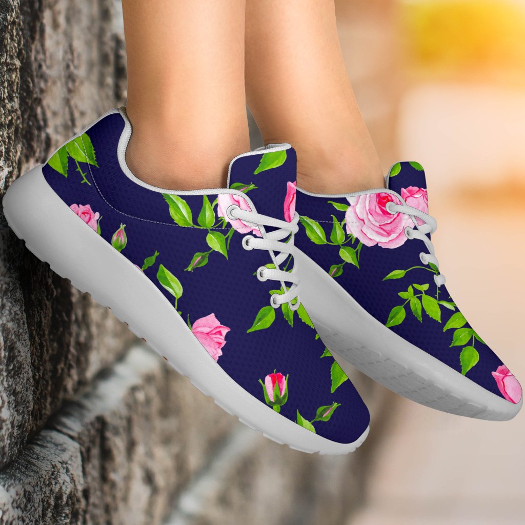 Pink Rose Floral Flower Pattern Print Sport Shoes GearFrost