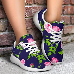 Pink Rose Floral Flower Pattern Print Sport Shoes GearFrost