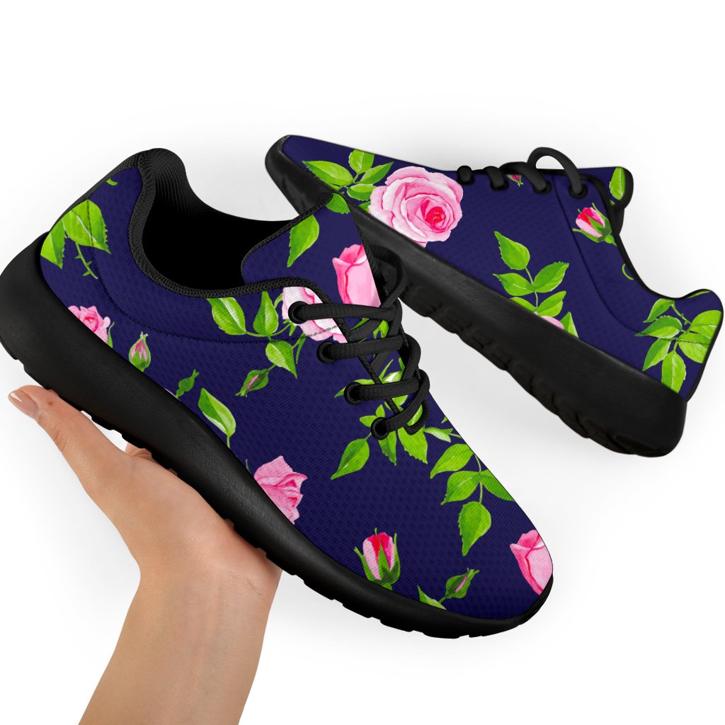 Pink Rose Floral Flower Pattern Print Sport Shoes GearFrost