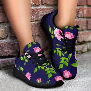 Pink Rose Floral Flower Pattern Print Sport Shoes GearFrost