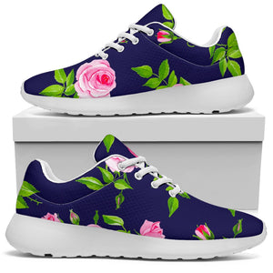 Pink Rose Floral Flower Pattern Print Sport Shoes GearFrost