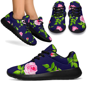 Pink Rose Floral Flower Pattern Print Sport Shoes GearFrost