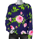 Pink Rose Floral Flower Pattern Print Women's Crewneck Sweatshirt GearFrost