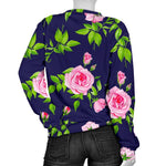 Pink Rose Floral Flower Pattern Print Women's Crewneck Sweatshirt GearFrost