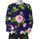 Pink Rose Floral Flower Pattern Print Women's Crewneck Sweatshirt GearFrost