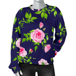 Pink Rose Floral Flower Pattern Print Women's Crewneck Sweatshirt GearFrost