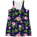 Pink Rose Floral Flower Pattern Print Women's Racerback Tank Top