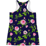 Pink Rose Floral Flower Pattern Print Women's Racerback Tank Top