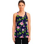 Pink Rose Floral Flower Pattern Print Women's Racerback Tank Top