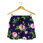 Pink Rose Floral Flower Pattern Print Women's Shorts