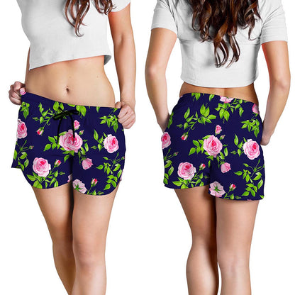 Pink Rose Floral Flower Pattern Print Women's Shorts