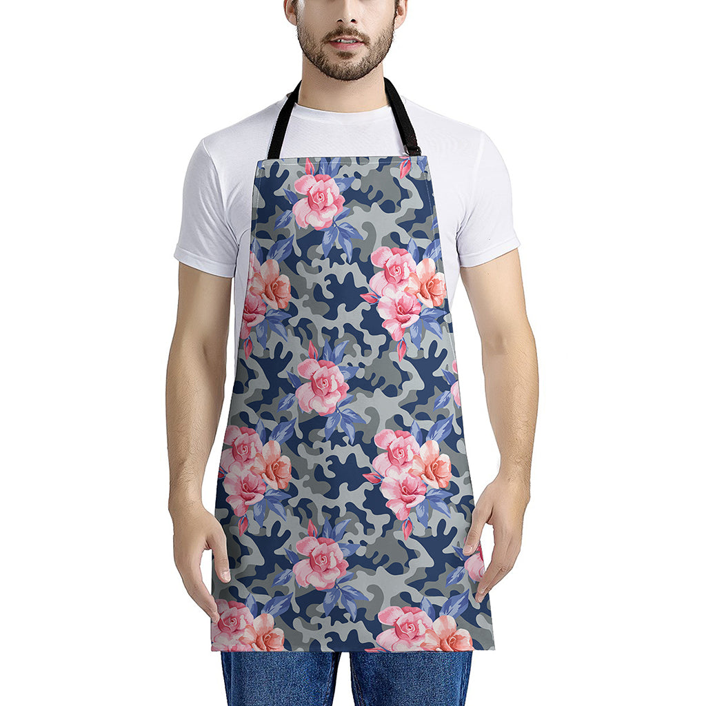 Pink Rose Flower Camouflage Print Apron