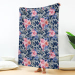Pink Rose Flower Camouflage Print Blanket