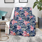 Pink Rose Flower Camouflage Print Blanket