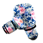 Pink Rose Flower Camouflage Print Boxing Gloves