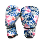 Pink Rose Flower Camouflage Print Boxing Gloves