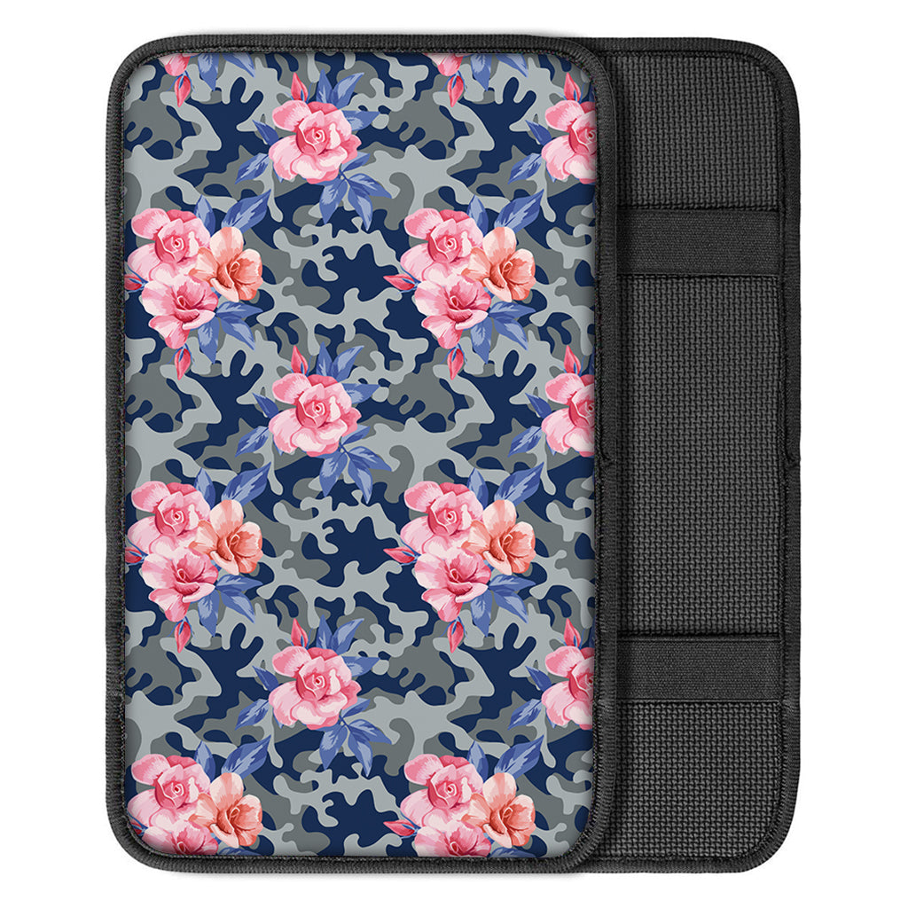Pink Rose Flower Camouflage Print Car Center Console Cover