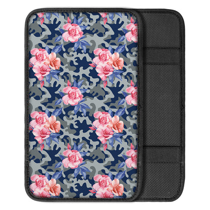 Pink Rose Flower Camouflage Print Car Center Console Cover