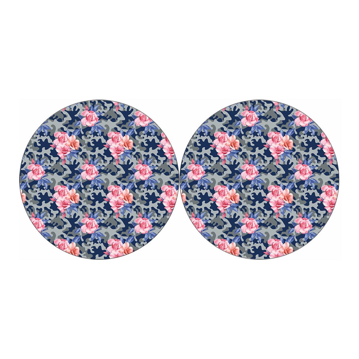 Pink Rose Flower Camouflage Print Car Coasters