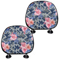 Pink Rose Flower Camouflage Print Car Headrest Covers