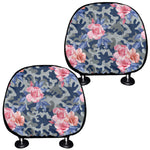Pink Rose Flower Camouflage Print Car Headrest Covers