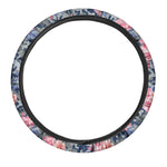 Pink Rose Flower Camouflage Print Car Steering Wheel Cover