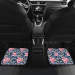 Pink Rose Flower Camouflage Print Front and Back Car Floor Mats