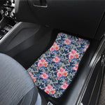 Pink Rose Flower Camouflage Print Front and Back Car Floor Mats