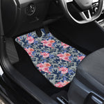 Pink Rose Flower Camouflage Print Front Car Floor Mats