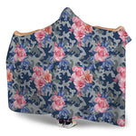 Pink Rose Flower Camouflage Print Hooded Blanket
