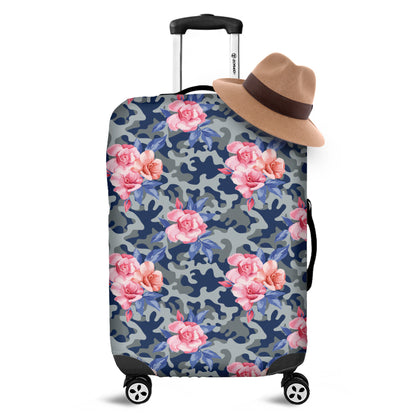 Pink Rose Flower Camouflage Print Luggage Cover