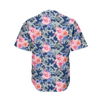 Pink Rose Flower Camouflage Print Men's Baseball Jersey