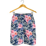 Pink Rose Flower Camouflage Print Men's Shorts
