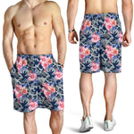 Pink Rose Flower Camouflage Print Men's Shorts