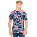 Pink Rose Flower Camouflage Print Men's T-Shirt