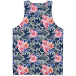 Pink Rose Flower Camouflage Print Men's Tank Top