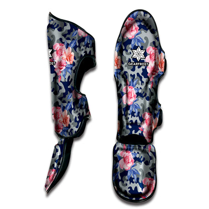 Pink Rose Flower Camouflage Print Muay Thai Shin Guard