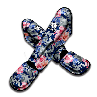 Pink Rose Flower Camouflage Print Muay Thai Shin Guard