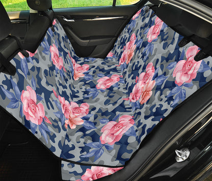 Pink Rose Flower Camouflage Print Pet Car Back Seat Cover