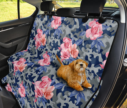 Pink Rose Flower Camouflage Print Pet Car Back Seat Cover
