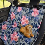 Pink Rose Flower Camouflage Print Pet Car Back Seat Cover