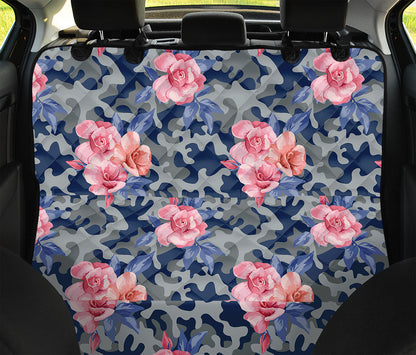 Pink Rose Flower Camouflage Print Pet Car Back Seat Cover