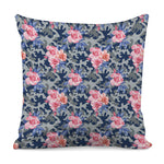 Pink Rose Flower Camouflage Print Pillow Cover