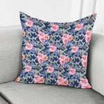 Pink Rose Flower Camouflage Print Pillow Cover